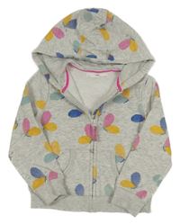 Šedá melírovaná propínací mikina s motýlky a kapucí M&S