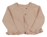 Pudrový vzorovaný propínací svetr s volánky Matalan