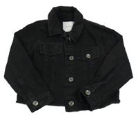 Černá riflová crop bunda s límečkem Next