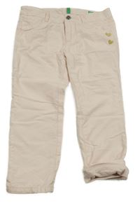 Světlerůžové skinny plátěné podšité kalhoty se zlatými srdíčky Benetton
