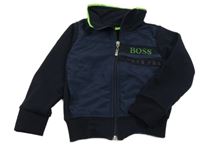 Tmavomodro-černá propínací mikina s logem Hugo Boss