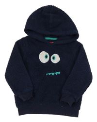 Tmavomodrá huňatá mikina s příšerkou a kapucí Lily & Dan