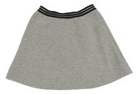 Šedo-černá melírovaná tepláková teplá sukně se stříbrnými pruhy MINOTI