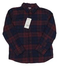 Nové - tmavomodro-vínovo-černá kostkovaná košile F&F