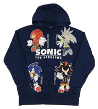 Tmavomodrá mikina se Sonicem s kamarády a kapucí 