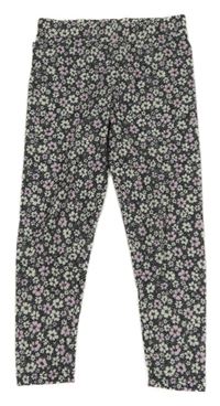 Černé květované puntíkaté legíny RIVER ISLAND