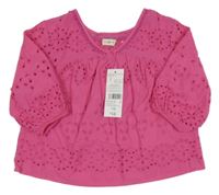 Nové - tmavorůžová crop halenka s madeirou F&F