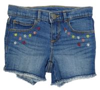 Modré riflové kraťasy s květy GAP