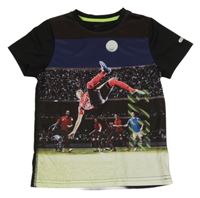 Černo-tmavomodro-světlezelené sportovní tričko s fotbalistou H&M