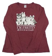 Tmavovínové triko s husky C&A