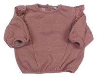 Starorůžová oversize mikina s volánky s madeirou Next
