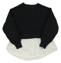 Černá crop mikina s bílou halenkou ZARA