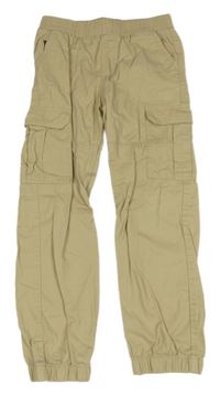 Béžové cargo cuff plátěné kalhoty TisSAia