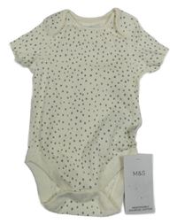 Nové - smetanovo-tmavošedé puntíkaté žebrované body M&S