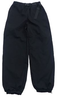 Černé šusťákové cuff kalhoty Shein