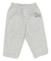Bílé plátěné roll-up kalhoty  s nápisy Gymp