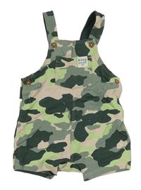 Zeleno-béžové army teplákové laclové kraťasy s kapsou M&S