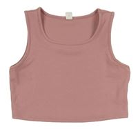 Starorůžový žebrovaný crop top zn. Shein