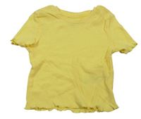 Žluté žebrované crop tričko Primark