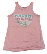 Růžový top s nápisem a logem Wonder Woman