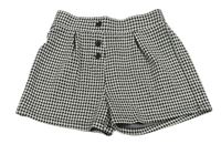 Černo-šedé kostkované sukňové kraťasy s knoflíky F&F