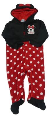Černo-červená chlupatá kombinéza s Minnie a kapucí Disney