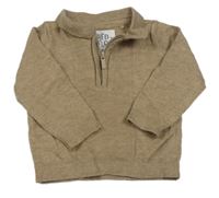 Hnědý melírovaný polo svetr zn. F&F