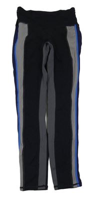 Černo-šedé sportovní legíny s pruhy
