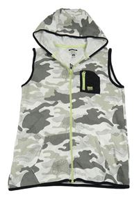 Bílo-šedá army tepláková propínací vesta s kapucí F&F