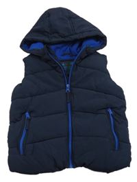 Tmavomodrá šusťáková zateplená vesta s kapucí M&S