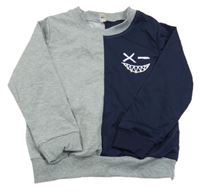 Tmavomodro-šedá lehká mikina se smajlíkem