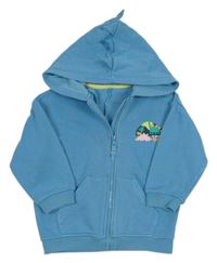 Modrá propínací mikina s dinosaury a kapucí Matalan