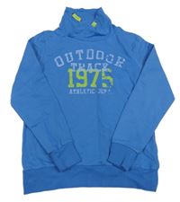 Modrá mikina s číslem a komínovým límcem Alive