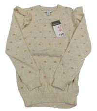 Nové - Béžový puntíkatý svetr s volánky Primark