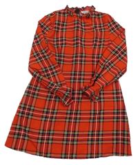 Červeno-černo-bílé kostkované šaty Shein