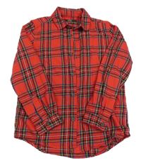 Červeno-černo-barevná kostkovaná košile Next