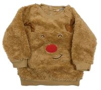 Hnědá chlupatá mikina se sobem Lupilu