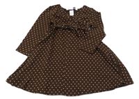 Hnědé puntíkaté bavlněné šaty s páskem H&M