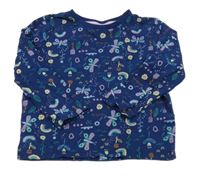 Tmavomodré květované triko s motýly a duhami Impidimpi