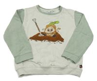 Světlešedo-zelenošedá mikina s potiskem