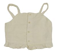 Krémový mušelínový podšitý propínací crop top H&M