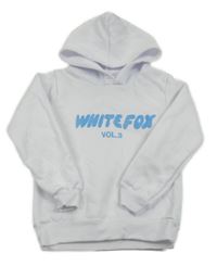 Bílá mikina s nápisem a kapucí