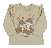 Béžová mikina s králíky a volánky Dopodopo