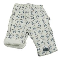 Bílé teplákové zateplené kalhoty s medvědy