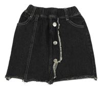 Černá riflová sukně s knoflíky Shein