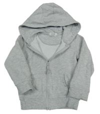 Šedá melírovaná propínací mikina s kapucí Primark