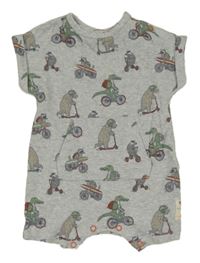 Nové - Šedý melírovaný bavlněný kraťasový overal se zvířaty Fat Face