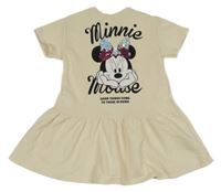 Béžové teplákové šaty s Minnie s překlápěcími flitry Zara