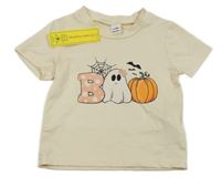 Nové - Béžové tričko s duchem a dýní Shein