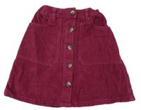 Vínová manšestrová propínací sukně E-Vie